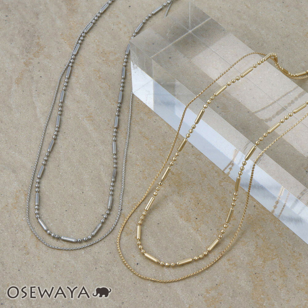 【楽天スーパーSALE 半額】ネックレス ニッケルフリー ボールx細 メタル チェーン 2連 ショートネックレス | OSEWAYA アクセサリー レディース ...