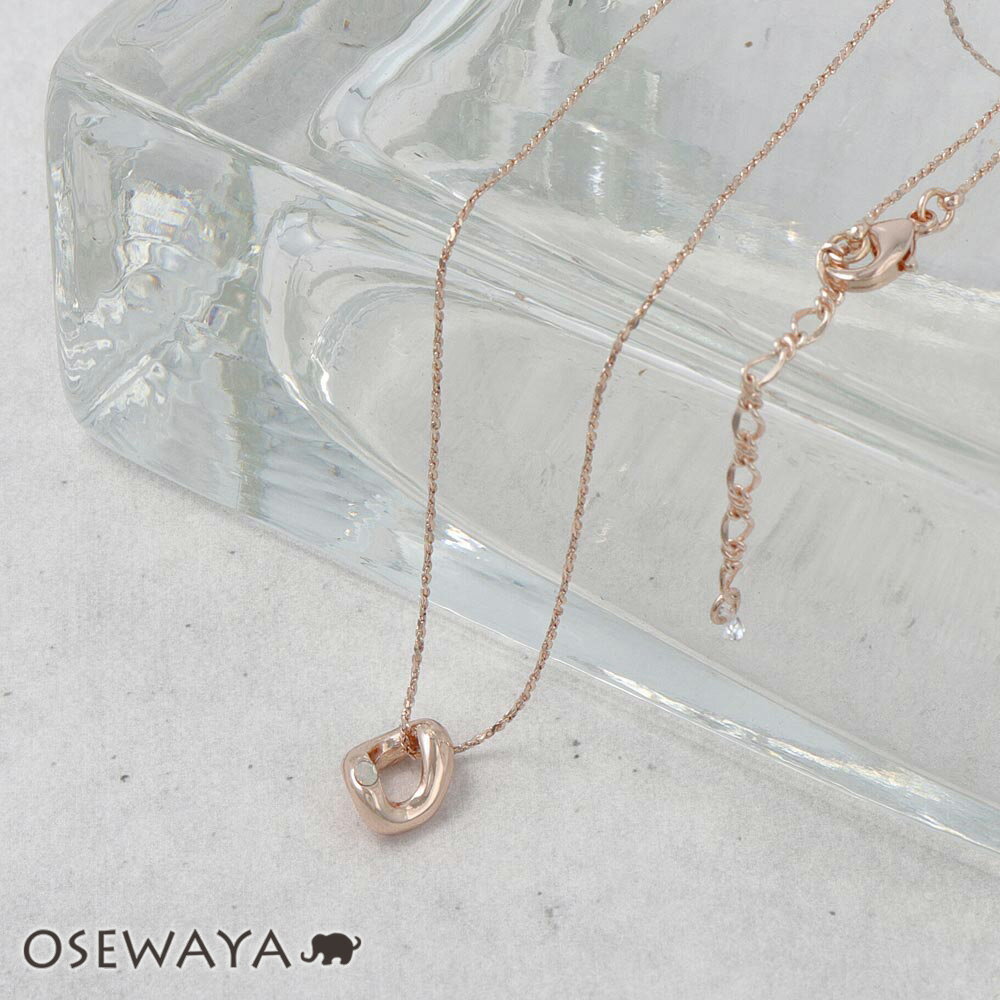 【楽天スーパーSALE 半額】ネックレス ニッケルフリー ロゼシルバー オーバルリング ストーン ショートネックレス| OSEWAYA アクセサリー 金属アレル...