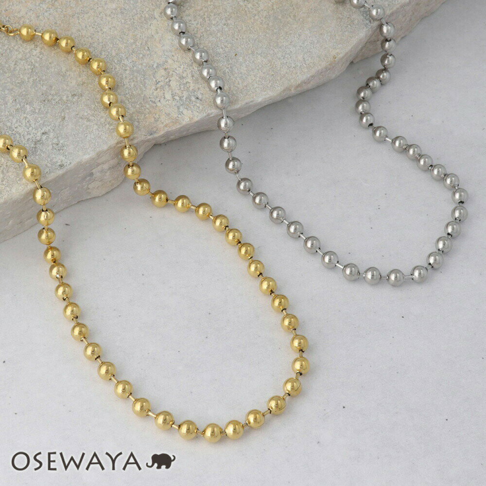 【楽天スーパーSALE 半額】ネックレス ステンレス ボリューム ボール チェーン ショートネックレス | OSEWAYA アクセ…