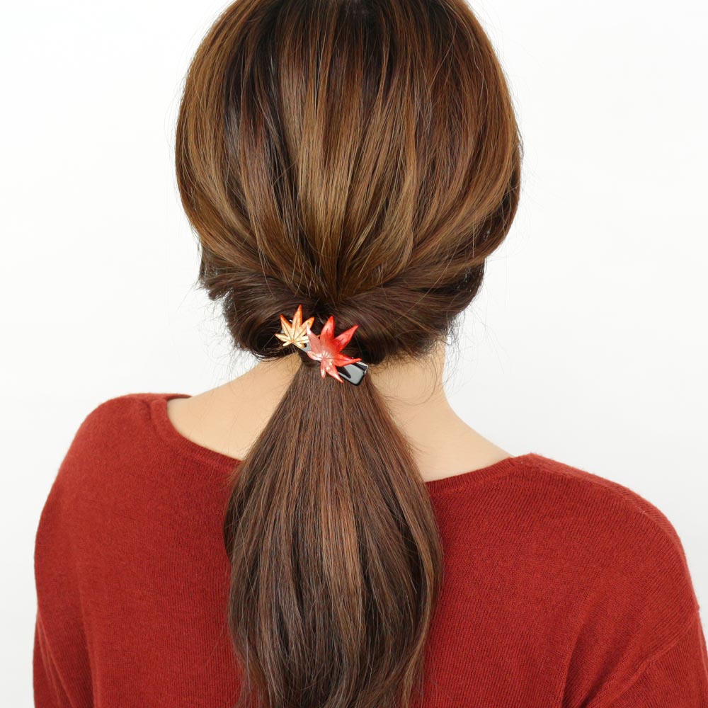 ヘアクリップ 和風 紅葉 もみじ 黒 クリップ...の紹介画像2