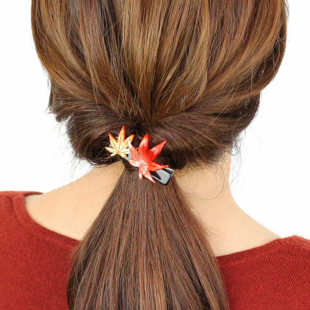 ヘアクリップ 和風 紅葉 もみじ 黒 クリップ...の紹介画像3