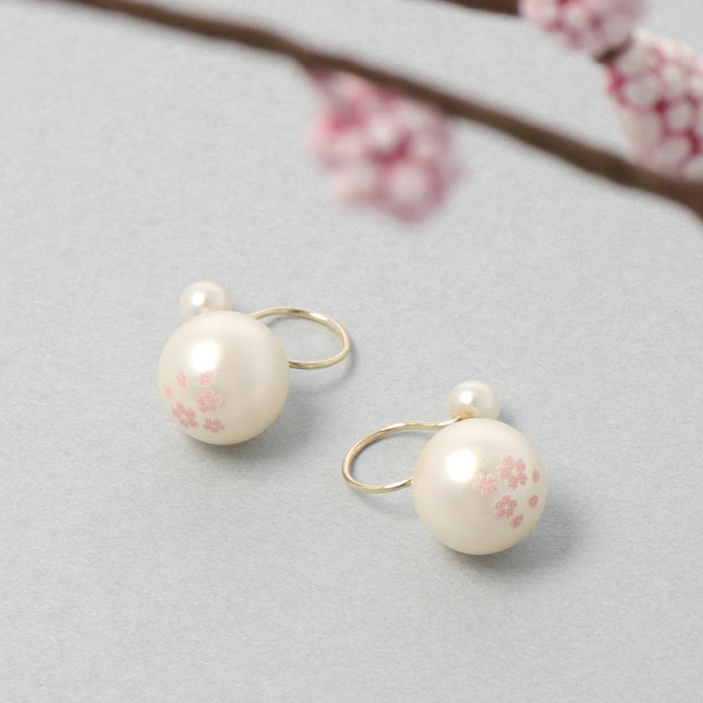 ノンホールピアス ニッケルフリー 桜 サクラ パール 8mm イヤリング メタルタイプ | アクセサリー レディース 女性 大人 プレゼント ギフト 結婚式 誕生日 おしゃれ オシャレ かわいい 可愛い シンプル 20代 30代 40代 50代