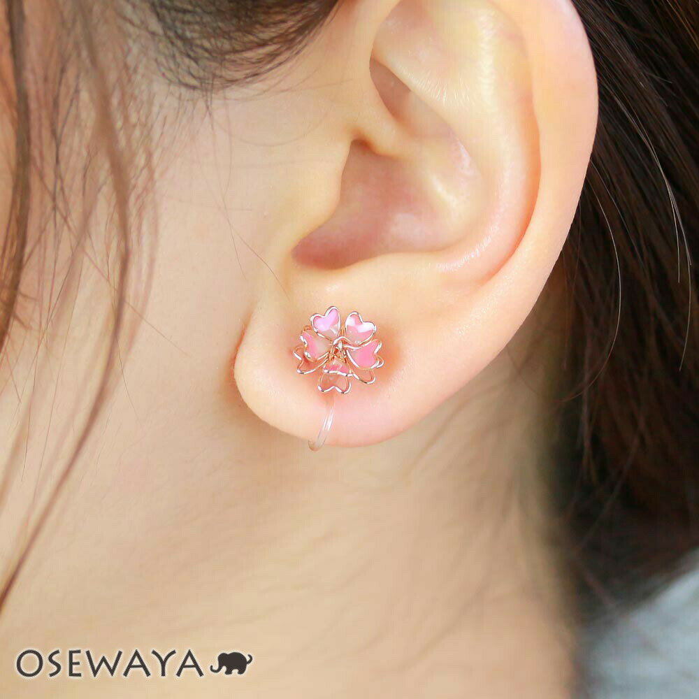 【楽天スーパーSALE 半額】ノンホールピアス ニッケルフリー 桜 ワイヤーフラワー イヤリング 樹脂タイプ | OSEWAYA アクセサリー レディース 女性...