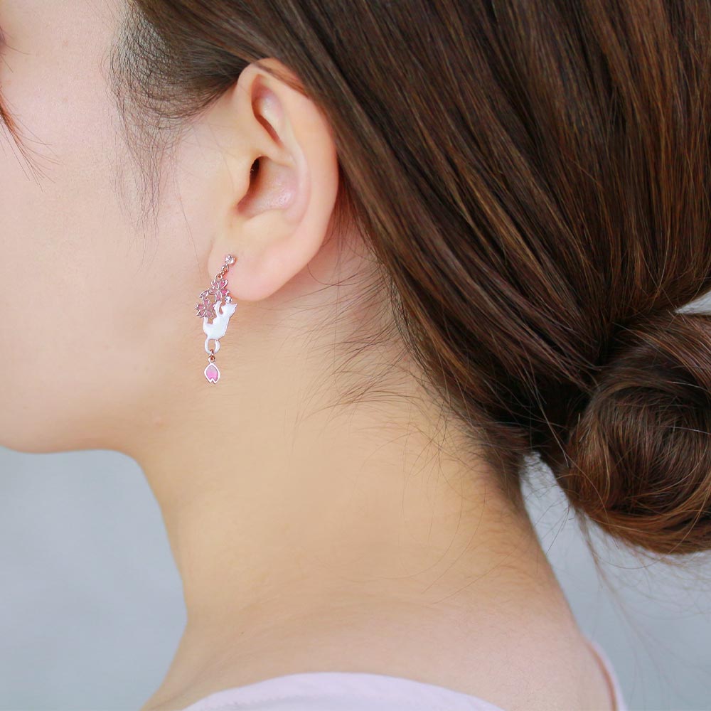 ピアス ニッケルフリー 桜 ブランコ 猫 ストーン ポストピアス | OSEWAYA アクセサ...