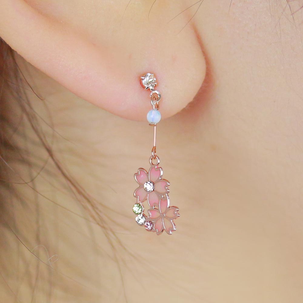 ピアス ニッケルフリー 桜 ブランコ 猫 ストーン ポストピアス | OSEWAYA アクセサ...