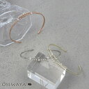ブレスレット パール ストーン メタル 2連風 ハーフバングル | OSEWAYA アクセサリー レディース 女性 大人 プレゼント ギフト 結婚式 誕生日 オシャレ かわいい 可愛い シンプル