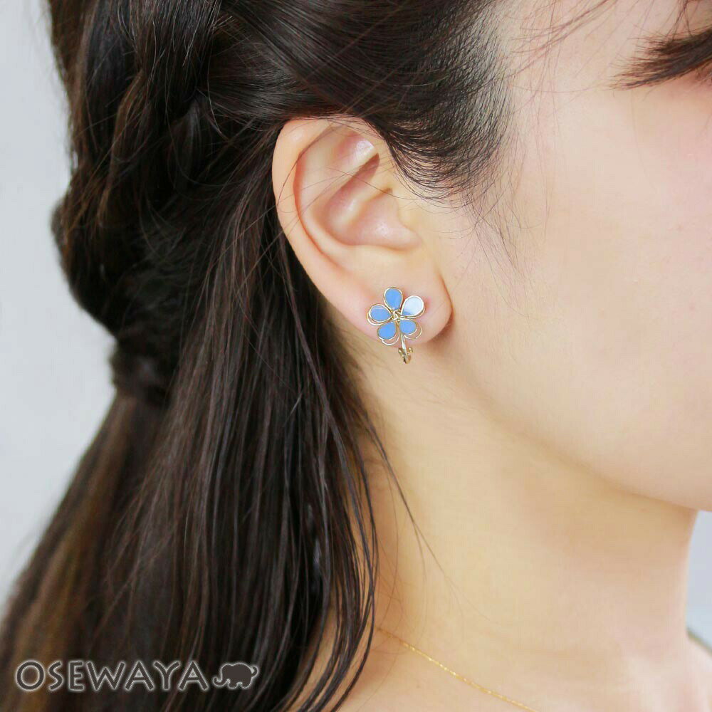 【楽天スーパーSALE 半額】イヤリング ニッケルフリー ワイヤー フラワー ネジバネ式イヤリング | OSEWAYA アクセサリー 女性 大人 プレゼント 誕...