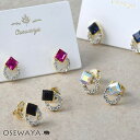 ピアス カラー ストーン レクタングル サークル スタッドピアス | OSEWAYA アクセサリー レディース 女性 大人 プレゼント ギフト 結婚式 誕生日
