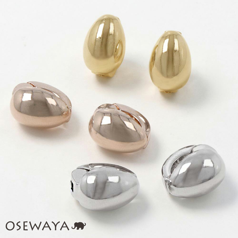 【送料無料】イヤリング ニッケルフリー メタル エッグ型 フープイヤリング | OSEWAYA アクセサリー 金属アレルギー レディース 女性 大人 プレゼント ギフト 結婚式 誕生日 おしゃれ オシャレ かわいい 可愛い シンプル