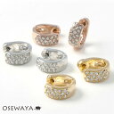 【送料無料】ピアス ニッケルフリー メタル パヴェ ストーン スムースタッチ フープピアス | OSEWAYA アクセサリー 金属アレルギー レディース 女性 大人 プレゼント ギフト 結婚式 誕生日