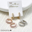 ピアス ニッケルフリー キュービックジルコニア ラウンド ベゼル ワンタッチ フープピアス | OSEWAYA アクセサリー レディース 金属アレルギー 女性 大人 プレゼント ギフト 結婚式