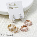 ピアス ニッケルフリー キュービックジルコニア バゲット プロング ハーフエタニティ ワンタッチ フープピアス | OSEWAYA アクセサリー レディース 金属アレルギー 女性 大人 プレゼント(4)