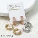 ピアス ニッケルフリー キュービックジルコニア ラウンド クロッシング ワンタッチ フープピアス | OSEWAYA アクセサリー レディース 金属アレルギー 女性 大人 プレゼント ギフト 結婚式