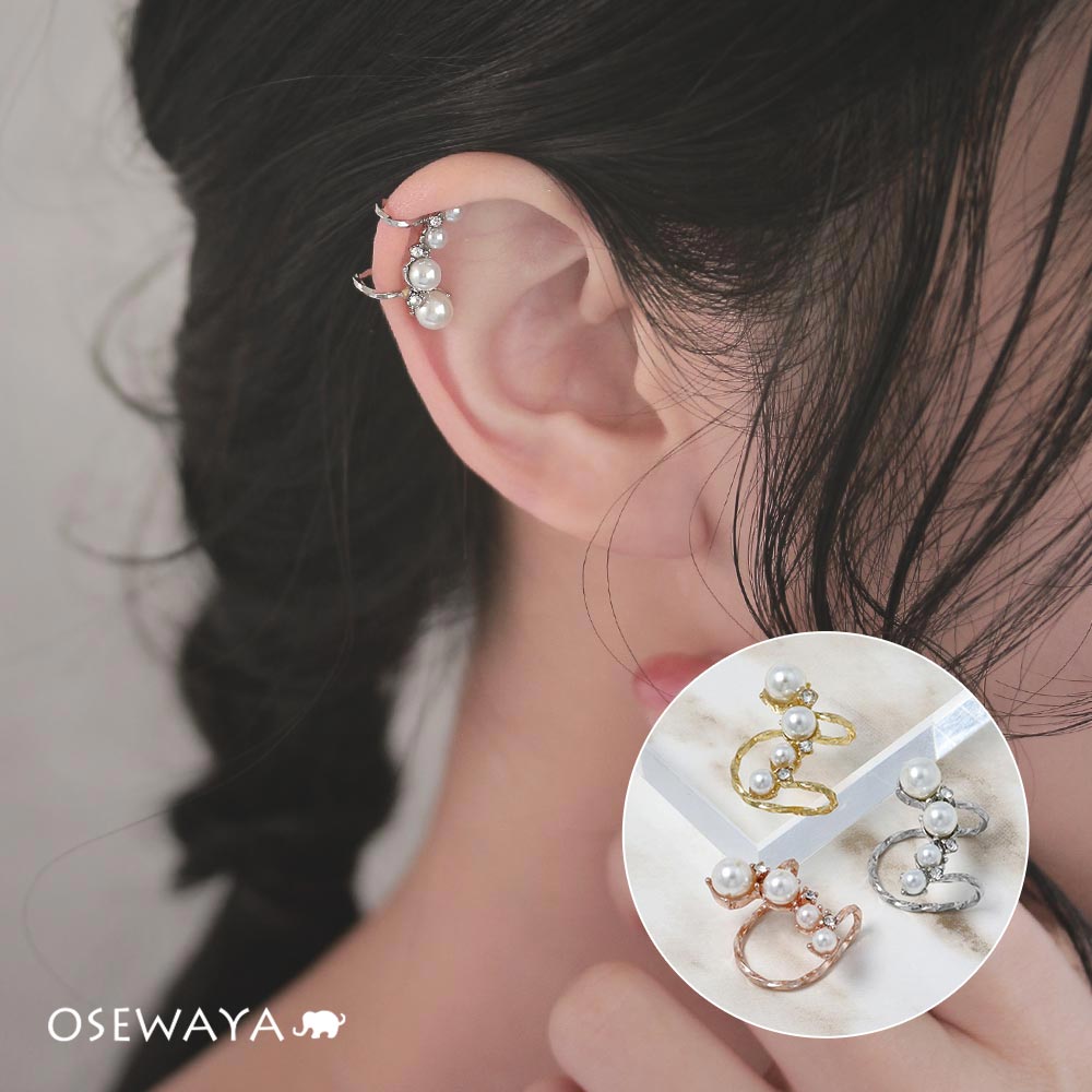 【片耳用】イヤーカフ ビジュー プラパール カットガラス イヤリング | OSEWAYA アクセサリー 女性 大人 プレゼント ギフト 結婚式 誕生日 可愛い ...