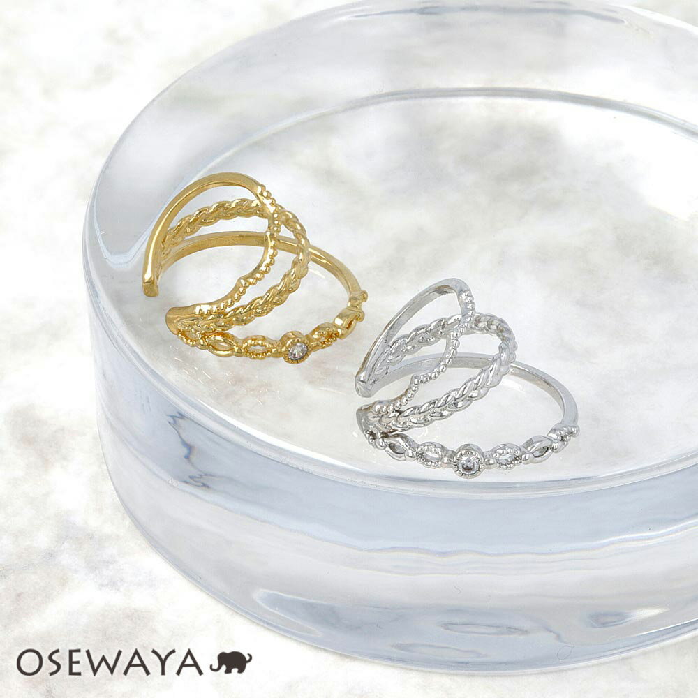 【楽天スーパーSALE 半額】イヤーカフ ニッケルフリー キュービックジルコニア ライン メタル 3連風 イヤリング【片耳用】 | OSEWAYA アクセサリー...