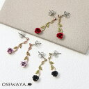 ピアス ニッケルフリー 薔薇 ローズ フラワー ストーン チタンポスト ドロップピアス | OSEWAYA アクセサリー レディース 金属アレルギー 女性 大人 プレゼント シンプル
