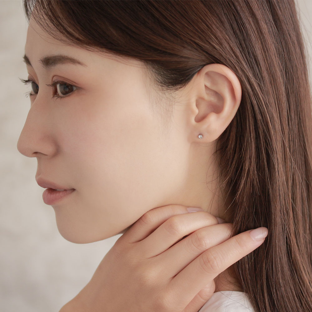 OSEWAYAの【送料無料】ピアス ニッケルフリー 3mm 1粒 ガラス ストーン K18 18金ポスト スタッドピアス| アクセサリー レディース 金属アレルギー 女性 ゴールド プレゼント オシャレ かわいい｜アングル3