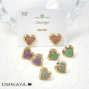 ピアス ニッケルフリー メタル マーブル アクリル ハート チタンポスト スタッドピアス | OSEWAYA アクセサリー レディース 金属アレルギー 女性 大人 プレゼント ギフト 結婚式 誕生日