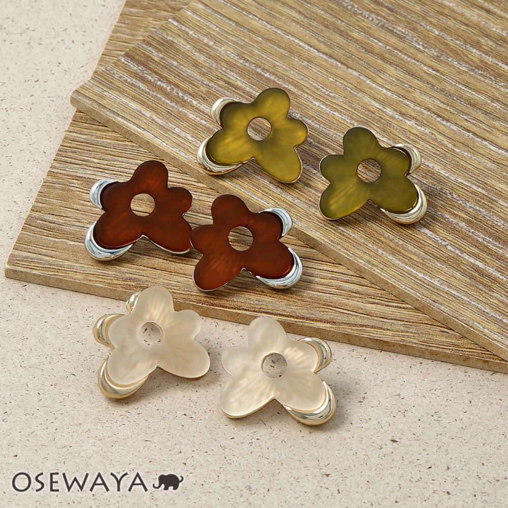ピアス ニッケルフリー フラワー マットカラー メタル チタンポスト スタッドピアス | OSEWAYA アクセサリー レディース 金属アレルギー 女性 大人 プレゼント オシャレ かわいい