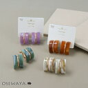 【送料無料】イヤリング ニッケルフリー マーブル メタル ライン フープ風 ネジバネ式イヤリング | OSEWAYA アクセサリー レディース 金属アレルギー ...