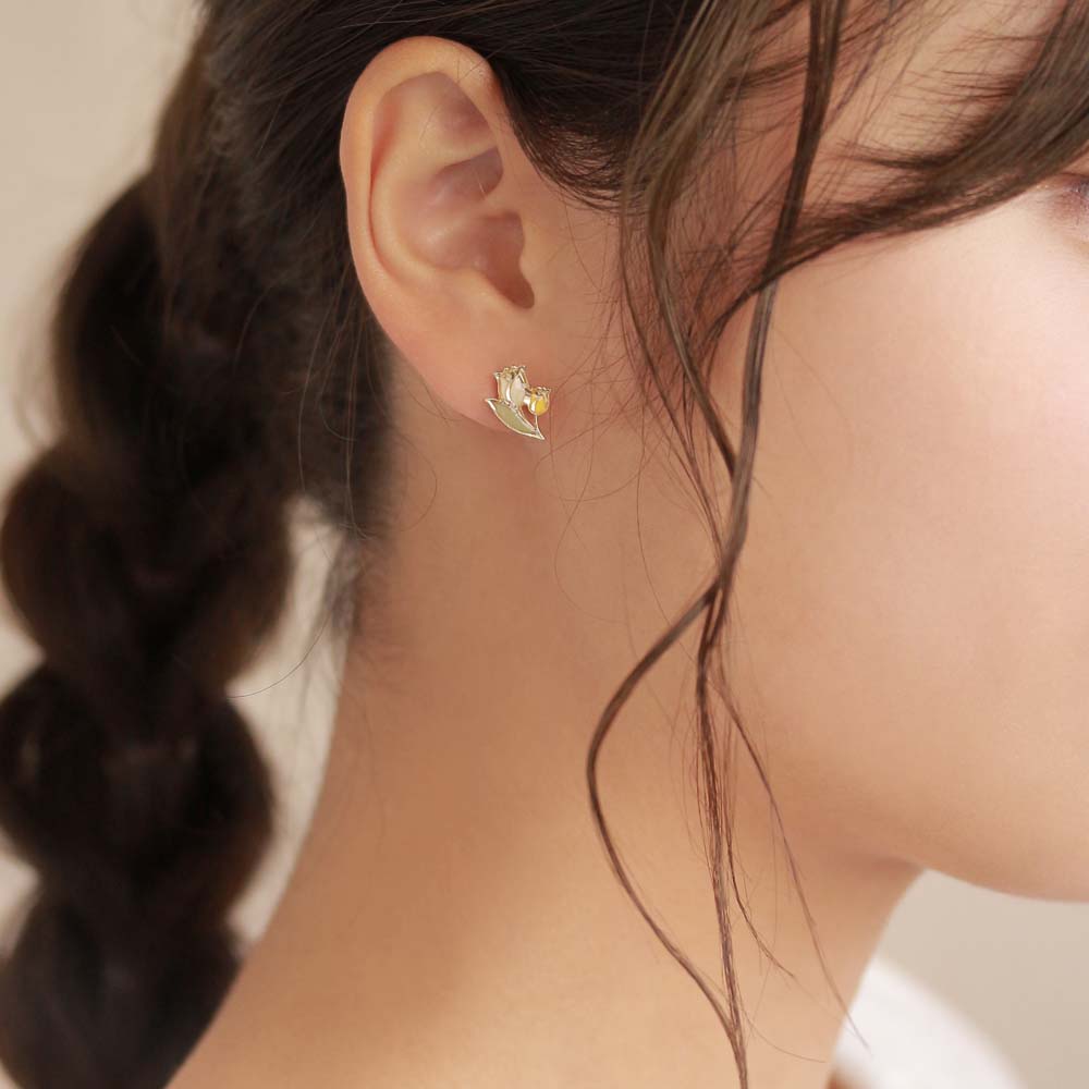 樹脂ピアス ニッケルフリー メタル チューリップ フラワー バイカラー スタッドピアス | OSEWAYA アクセサリー レディース 金属アレルギー 女性 大人 プレゼント ギフト 結婚式 誕生日の商品画像 2