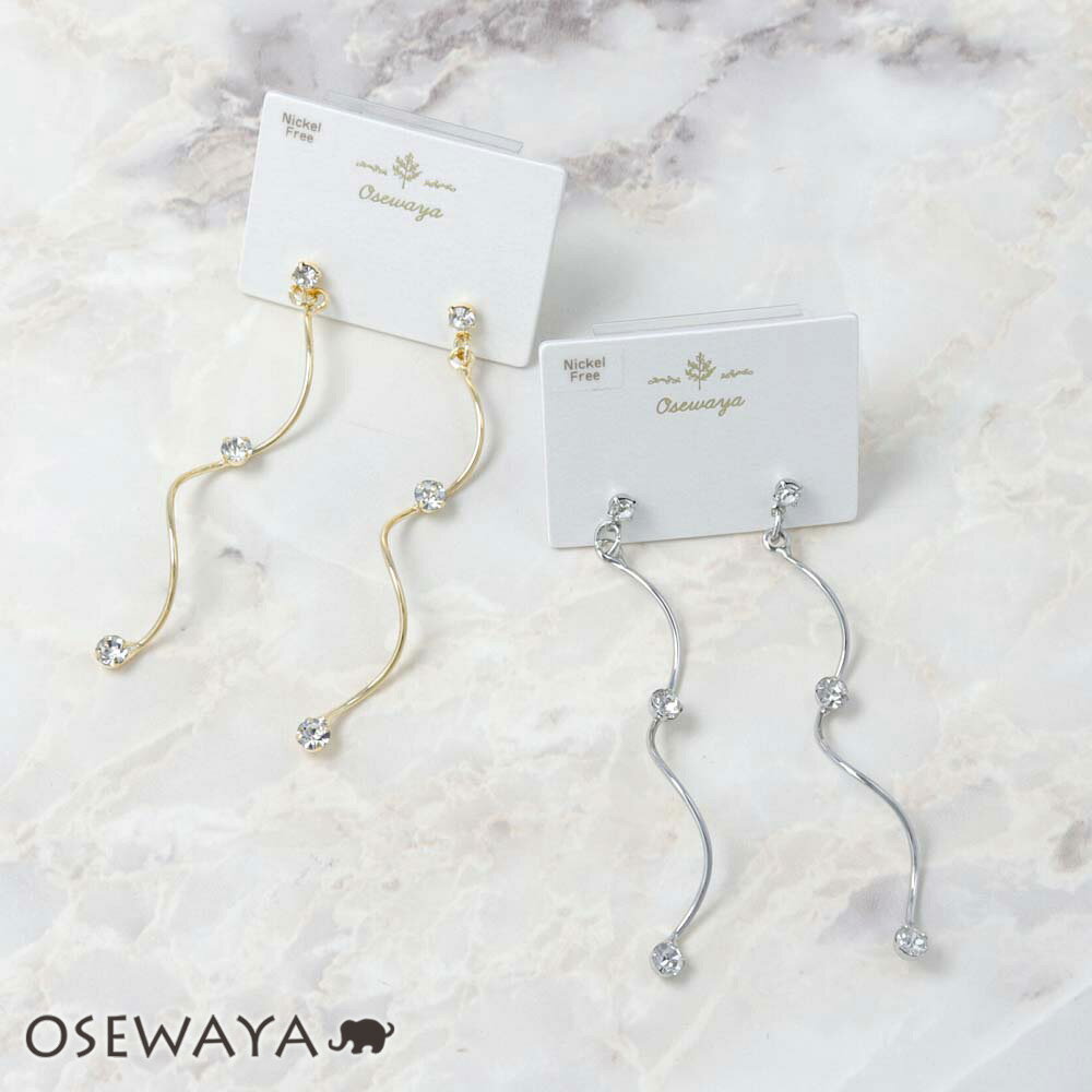【楽天スーパーSALE 半額】ピアス ニッケルフリー メタル 下がり ストーン ツイスト ライン ドロップピアス | OSEWAYA アクセサリー レディース ...