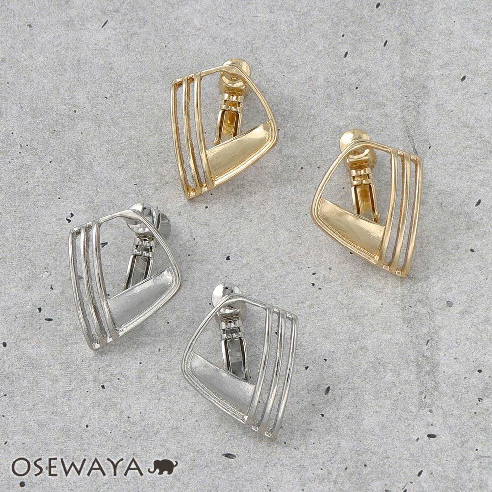 【50％OFFクーポン配布中】【q】イヤリング メタル スクエア ライン ネジバネ式イヤリング | OSEWAYA アクセサリー レディース 女性 大人 プレゼント 誕生日