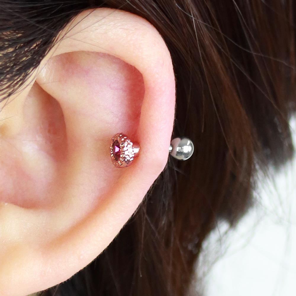 ボディピアス ステンレス フレーム ストーン ストレートバーベル ネジ式 16G 【1個販売】 | OSEWAYA アクセサリー レディース 女性 大人 プレゼント オシャレ