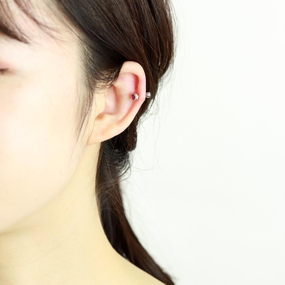 ボディピアス ステンレス フレーム ストーン ストレートバーベル ネジ式 16G 【1個販売】 | OSEWAYA アクセサリー レディース 女性 大人 プレゼント オシャレ