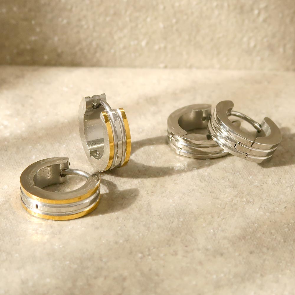 【50%OFFクーポン配布中】ピアス サージカルステンレス 2ライン 直径1.3cm 幅4mm フープピアス | アクセサリー レディース 女性 大人 プレゼント ギフト 結婚式 誕生日 おしゃれ オシャレ かわいい 可愛い シンプルのサムネイル
