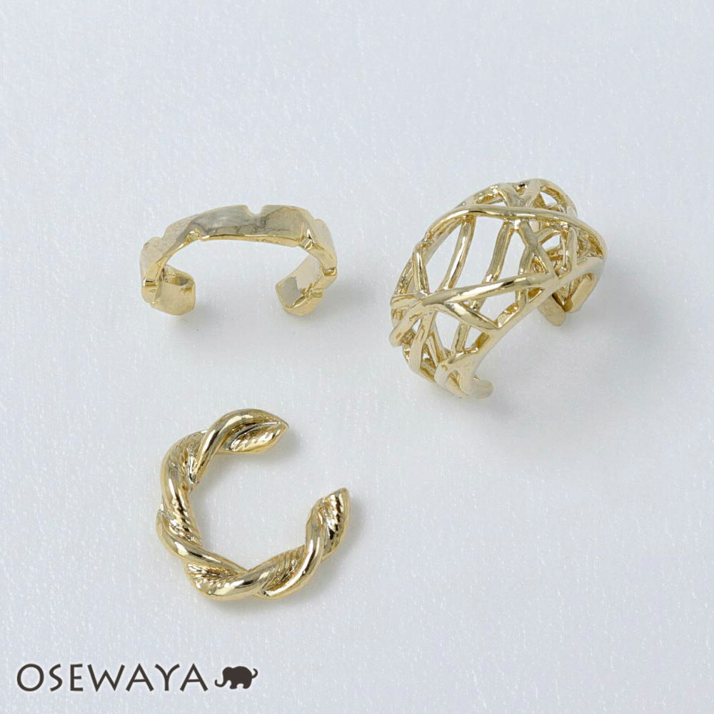 【楽天スーパーSALE 半額】イヤーカフ イヤリング ニッケルフリー パターン メタル 3個セット | OSEWAYA アクセサリー レディース 女性 大人 プ...