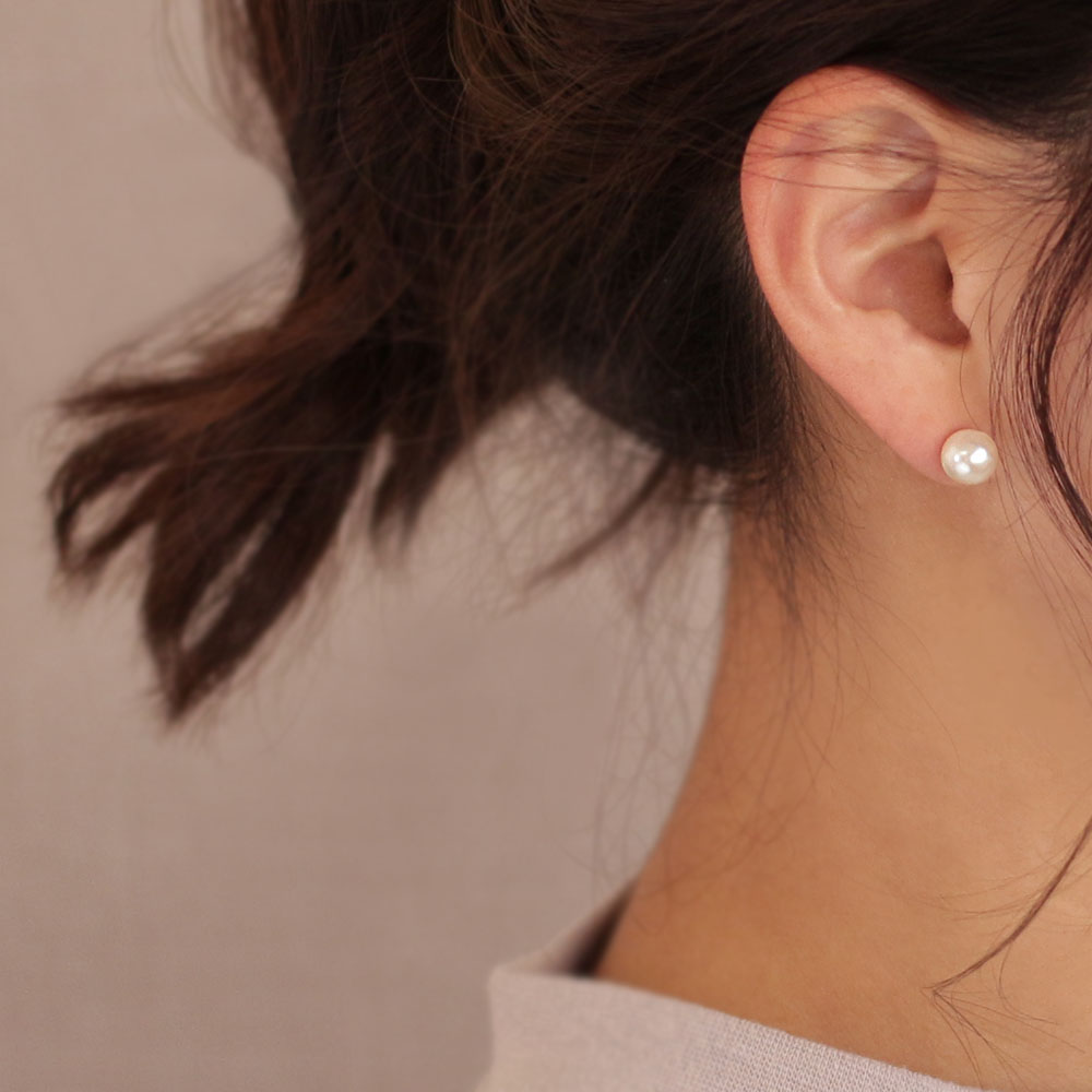 樹脂ピアス パール 8mm ポストピアス | OSEWAYA アクセサリー レディース 女性 ア...