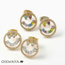 ピアス スマイル ラインストーン ポストピアス | OSEWAYA アクセサリー レディース 女性 大人 プレゼント ギフト 結婚式 誕生日 オシャレ かわいい 可愛い シンプル