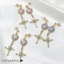 【送料無料】ピアス ニッケルフリー ハート クロス ビジュー ポストピアス | OSEWAYA 金属アレルギー アクセサリー レディース 女性 大人 プレゼント ギフト 結婚式 誕生日 おしゃれ オシャレ