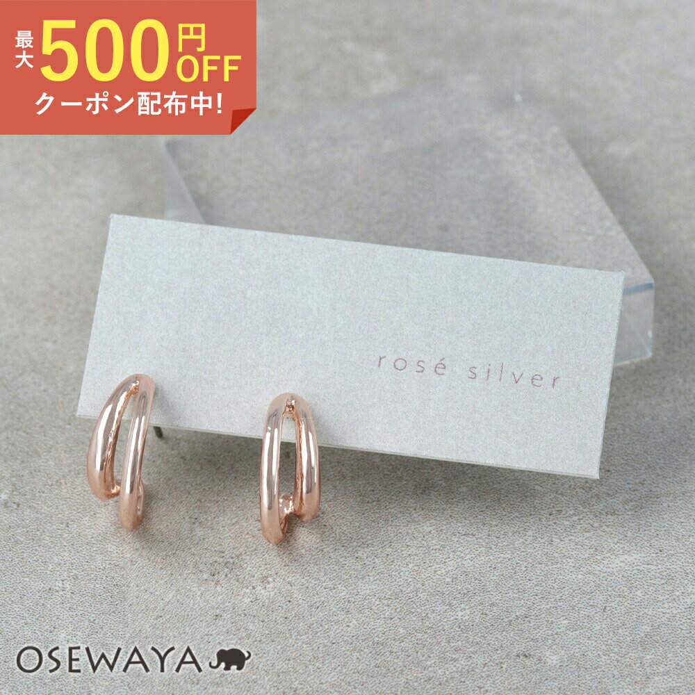 【楽天スーパーSALE 半額】ピアス ニッケルフリー ロゼシルバー ダブルライン チタンポスト C型 フープピアス | OSEWAYA アクセサリー レディース 金属アクセサリー 女性 大人 プレゼント ギフト 結婚式 誕生日のサムネイル