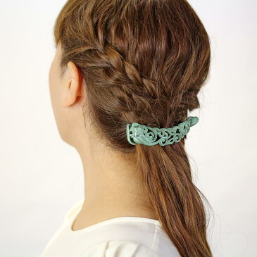 バナナクリップ アラベスク ヘアクリップ グリーン グレー | ヘアアクセサリー ヘアアクセ レディース 女性 大人 プレゼント ギフト 結婚式 カジュアル おしゃれ オシャレ かわいい 可愛い シンプル 20代 30代 40代 50代