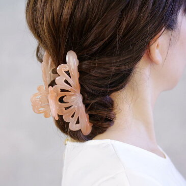 ヘアクリップ アラベスク ミルキー マーブル バンスクリップ オレンジ ブラック | ヘアアクセサリー ヘアアクセ レディース 女性 大人 プレゼント ギフト 結婚式 カジュアル おしゃれ オシャレ かわいい 可愛い シンプル 20代 30代 40代 50代