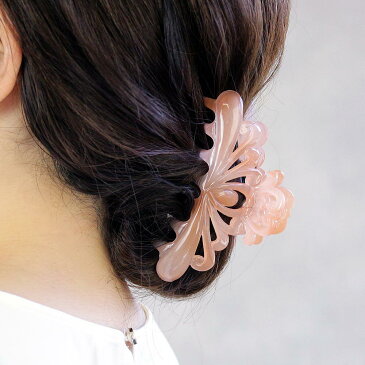 ヘアクリップ アラベスク ミルキー マーブル バンスクリップ オレンジ ブラック | ヘアアクセサリー ヘアアクセ レディース 女性 大人 プレゼント ギフト 結婚式 カジュアル おしゃれ オシャレ かわいい 可愛い シンプル 20代 30代 40代 50代