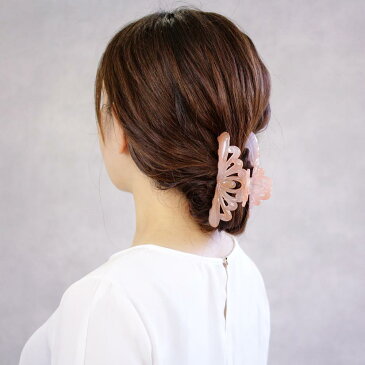ヘアクリップ アラベスク ミルキー マーブル バンスクリップ オレンジ ブラック | ヘアアクセサリー ヘアアクセ レディース 女性 大人 プレゼント ギフト 結婚式 カジュアル おしゃれ オシャレ かわいい 可愛い シンプル 20代 30代 40代 50代