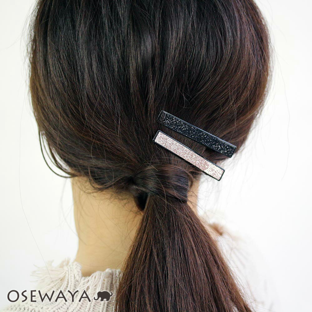 ヘアクリップ ラメ 8cm スクエア クリップ | OSEWAYA ヘアアクセサリー ヘアアクセ レディース 女性 大人 プレゼント ギフト 結婚式 カジュアル...