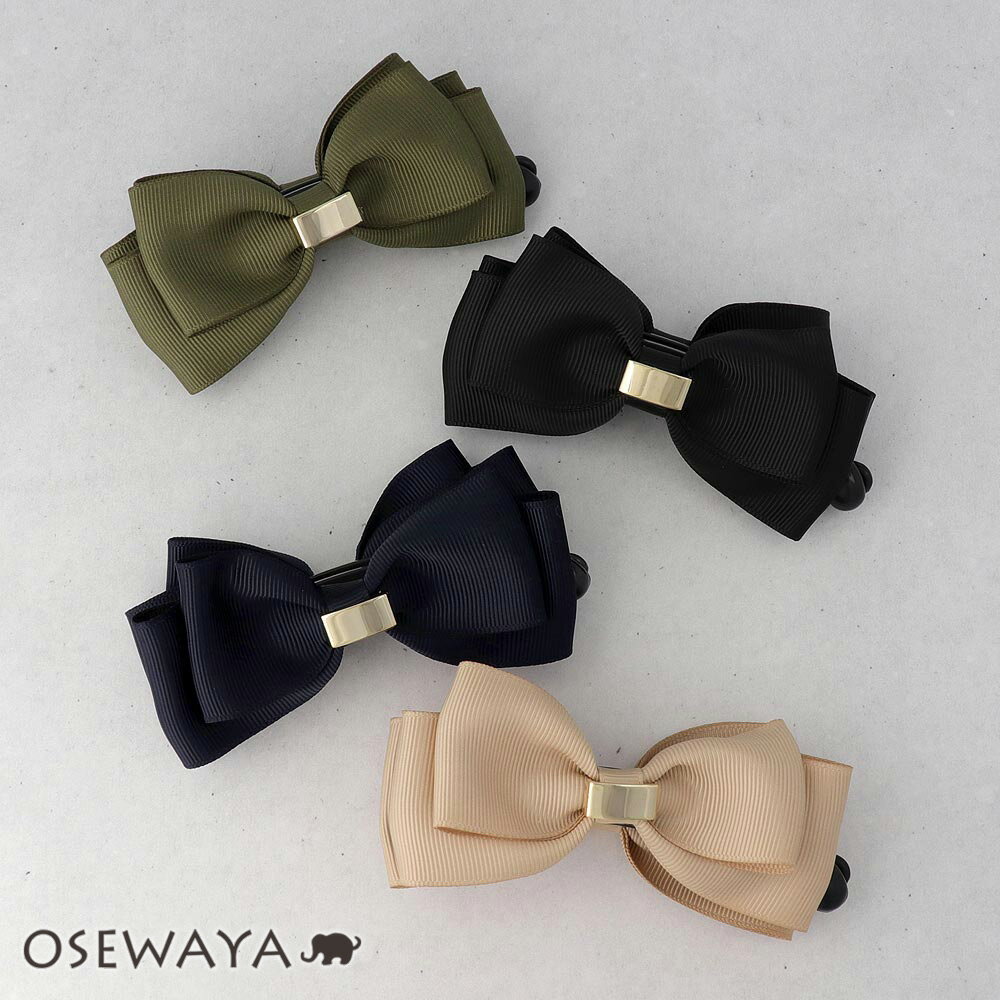 バナナクリップ メタル グログラン リボン ヘアクリップ | OSEWAYA ヘアアクセサリー ヘアアクセ レディース 女性 大人 プレゼント ギフト 結婚式 ...