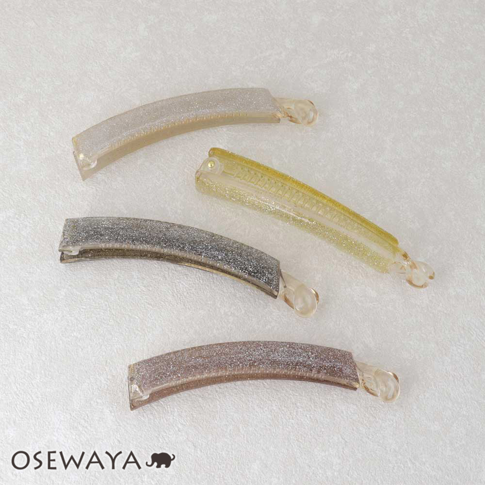 【楽天スーパーSALE 半額】バナナクリップ クリア カラー ラメ スリム ヘアクリップ | OSEWAYA ヘアアクセサリー ヘアアクセ レディース 女性 大...