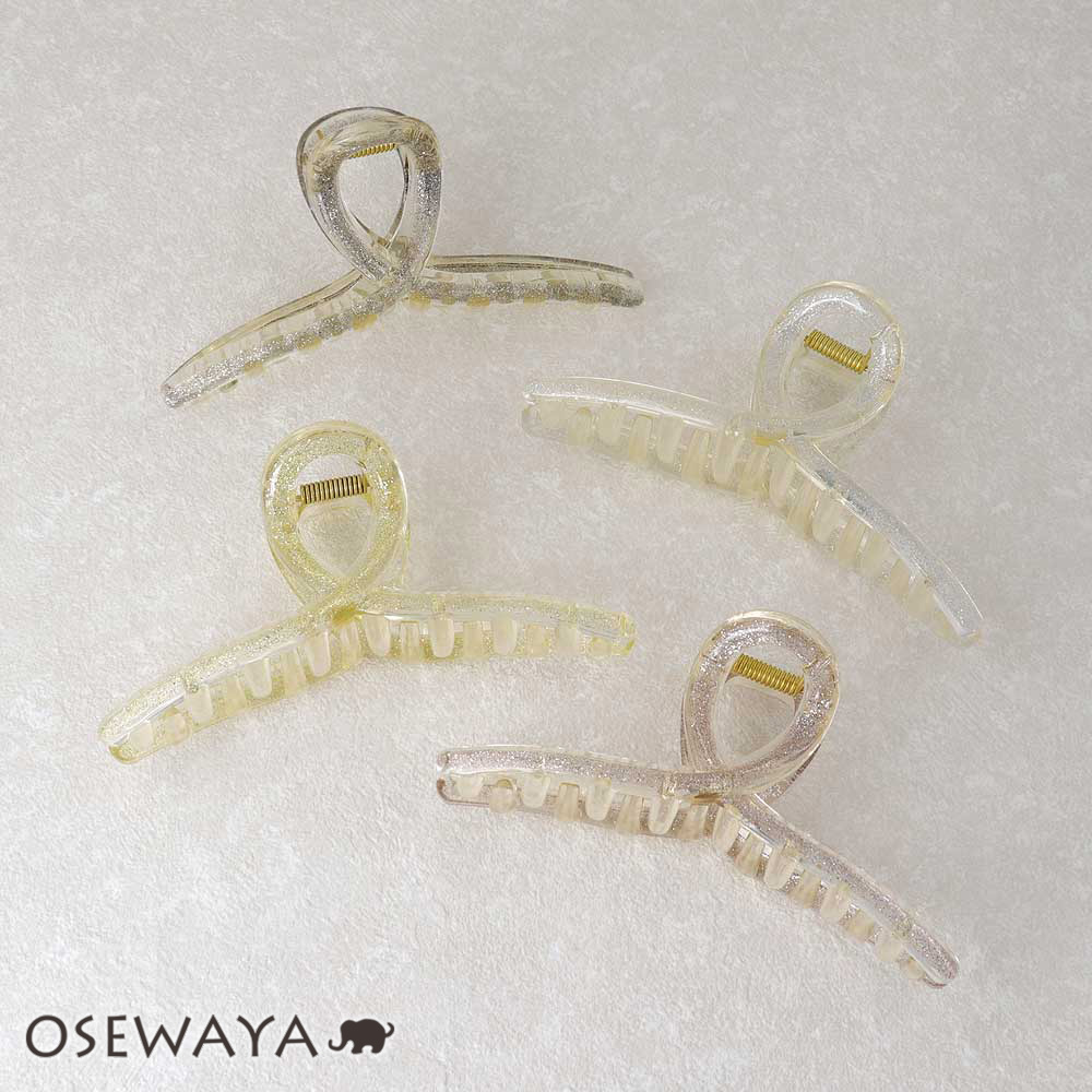 ヘアクリップ クリア カラー ラメ 11cm ロール バンスクリップ | OSEWAYA ヘアアクセサリー ヘアアクセ レディース 女性 大人 プレゼント ギフ...