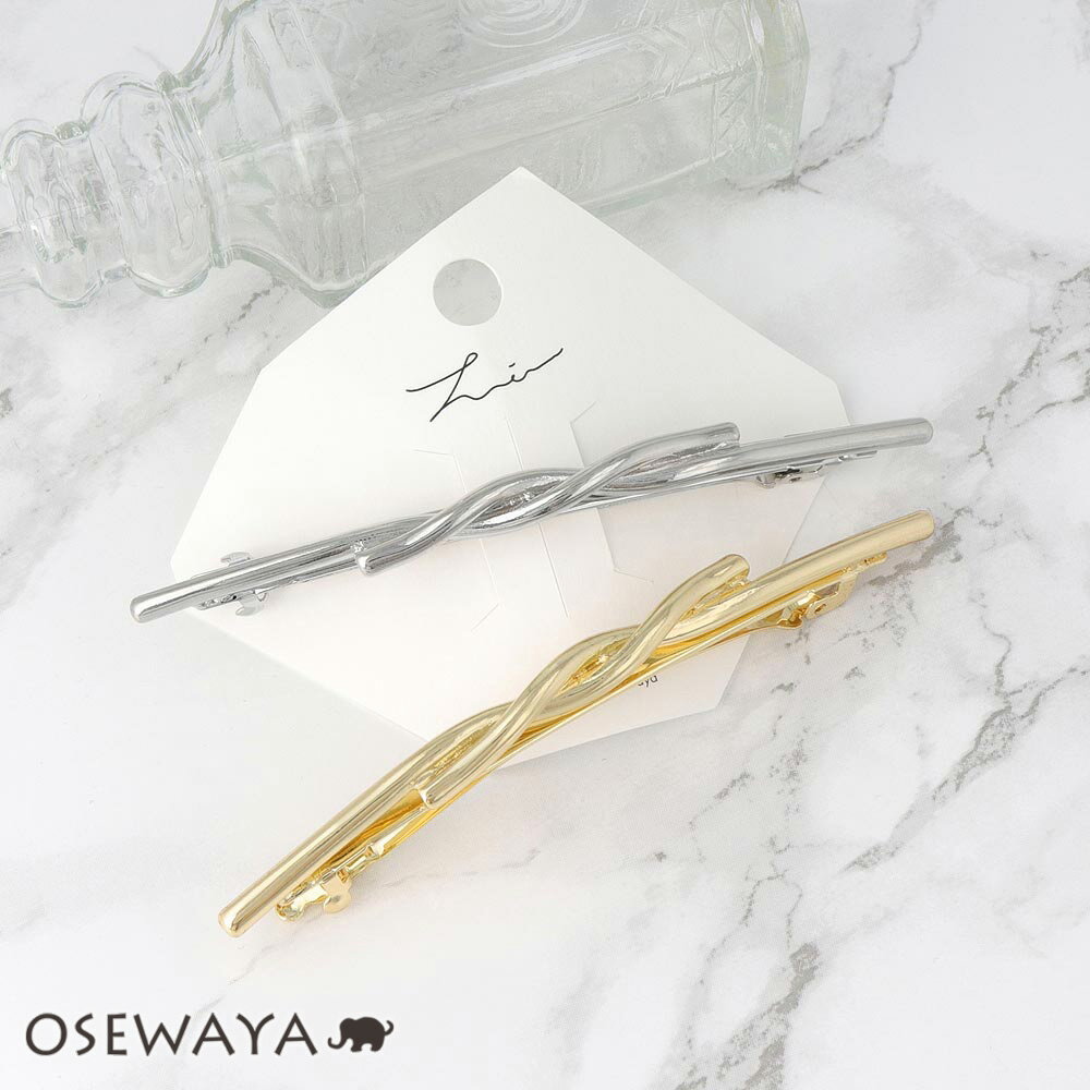 【楽天スーパーSALE 半額】バレッタ メタル ハグ ライン 細身 薄型バレッタ | OSEWAYA ヘアアクセサリー ヘアアクセ レディース 女性 大人 プレ...