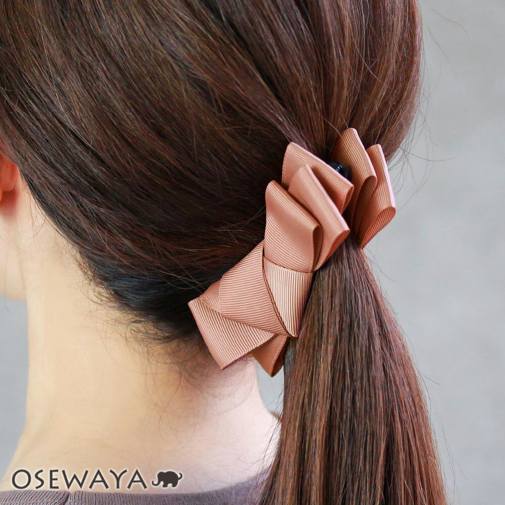 バナナクリップ グログラン クレープ リボン ヘアクリップ バンスクリップ | OSEWAYA ヘアアクセサリー ヘアアクセ レディース 女性 大人 プレゼント...