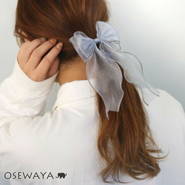 ヘアゴム シアー シャイン ロング リボン ヘアポニー | ヘアアクセサリー ヘアアクセ レディース 女性 大人っぽい プレゼント ギフト 結婚式 カジュアル おしゃれ オシャレ かわいい 可愛い シンプル 20代 30代 40代 50代