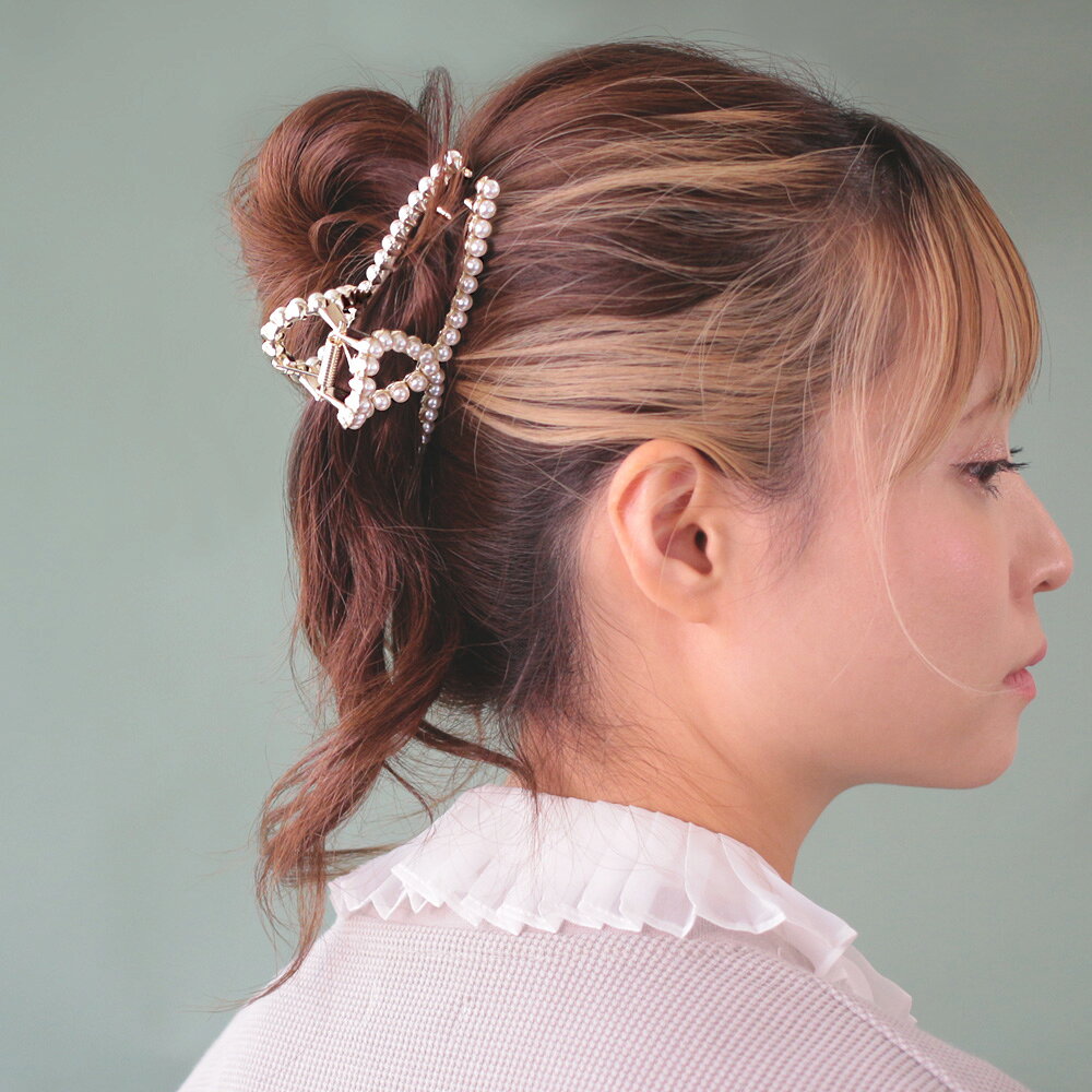 ヘアクリップ パール バンスクリップ | OSEWAYA ヘアアクセサリー ヘアアクセ レデ...