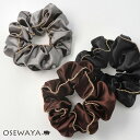 【楽天スーパーSALE 半額】シュシュ サテン ゴールド ライン ヘアゴム ヘアポニー | OSEWAYA ヘアアクセサリー ヘアアクセ レディース 女性 大人...