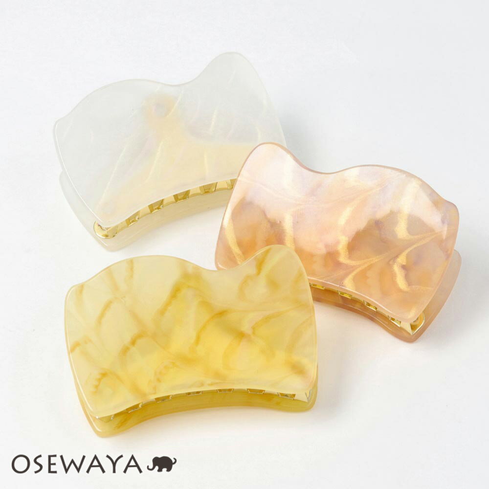 ヘアクリップ マーブル ウエーブ バンスクリップ | OSEWAYA ヘアアクセサリー ヘアアクセ レディース 女性 大人 プレゼント ギフト 結婚式 カジュア...