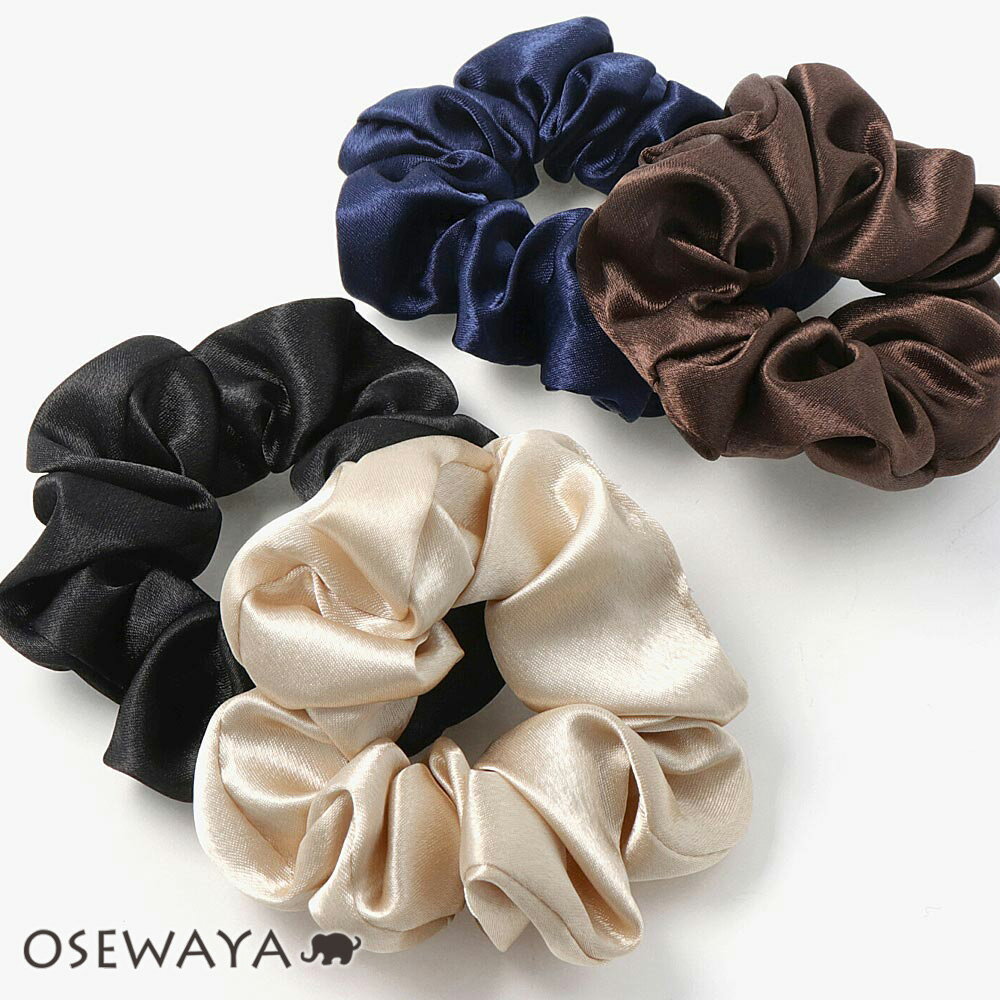 シュシュ サテン シンプル ミニ ヘアゴム ヘアポニー | OSEWAYA ヘアアクセサリー ヘアアクセ レディース 女性 大人 プレゼント ギフト 結婚式 カジュアル おしゃれ オシャレ かわいい 可愛い